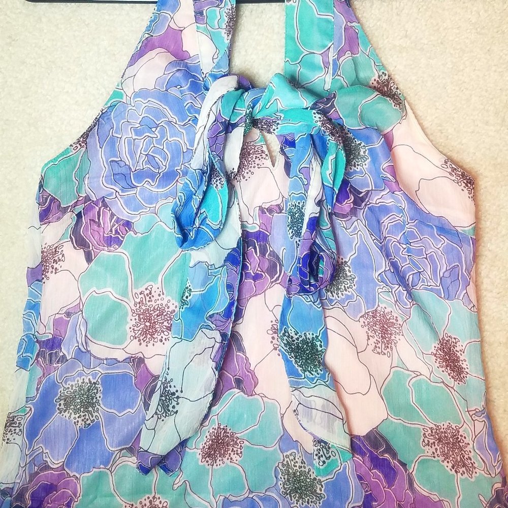 Tulle Size M Floral Pastel Colorful Halter Top